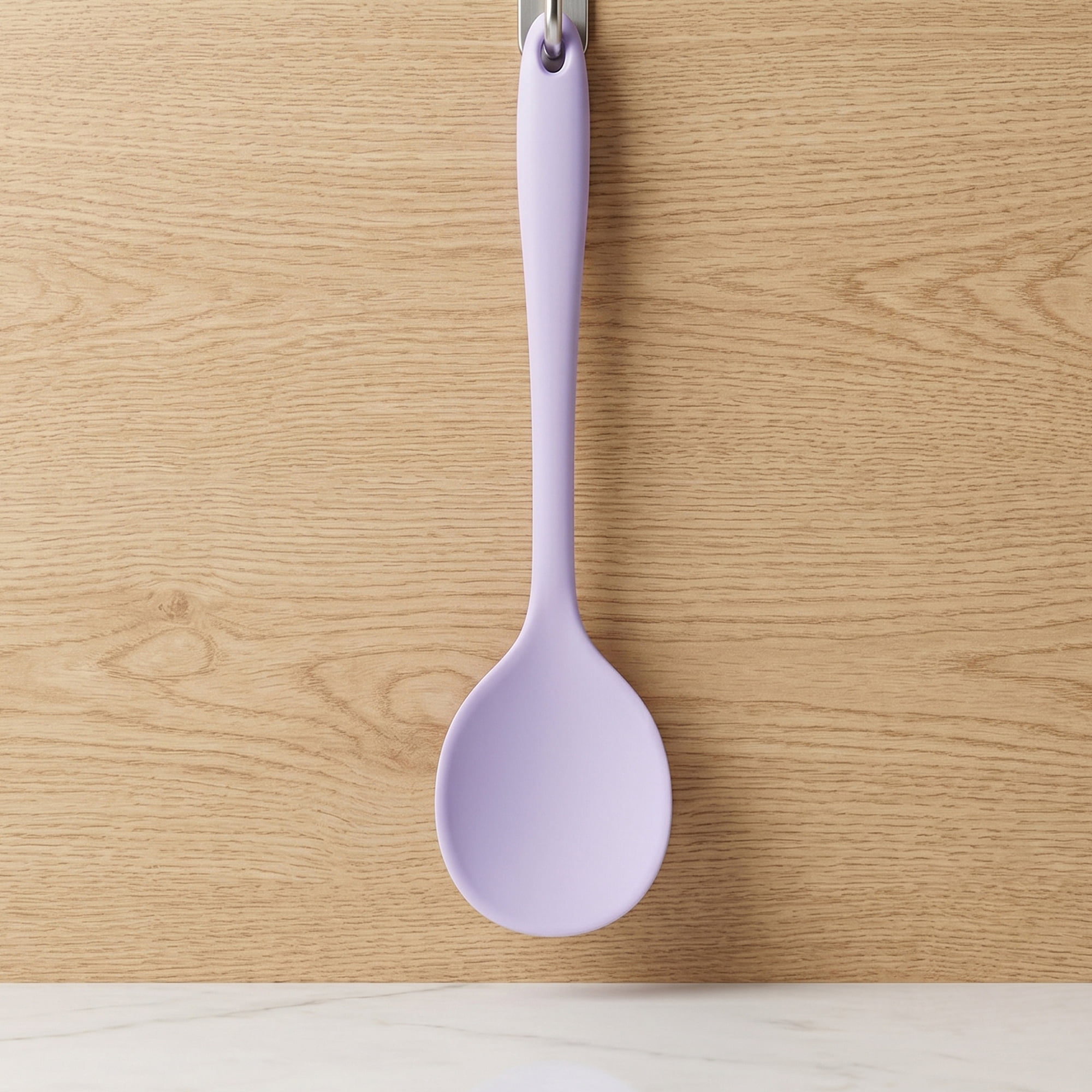Unique Bargains Silicone Non Stick Heat Resistant Cooking Spoon Purple 11x2.3in