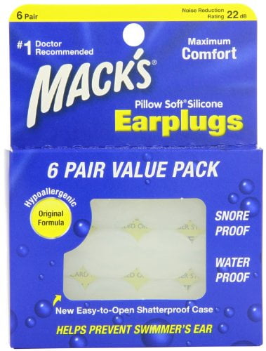 4 Pack Mack's 10 Pillow Soft Ear Plugs Kid Size Swimming Waterproof Pack 6 Each 