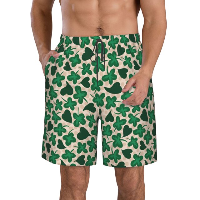 Balery Happy St. Patrick's Day Traje de Baño Estilo Hawaiano para Hombre, Shorts de Secado Rápido con Bolsillos-XX-Large