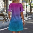 thumbnail image 5 of Women's Tie Dye Dress Ruffle Short Sleeve Flowy Fashionable V Neck A Line Dresses, 5 of 5
