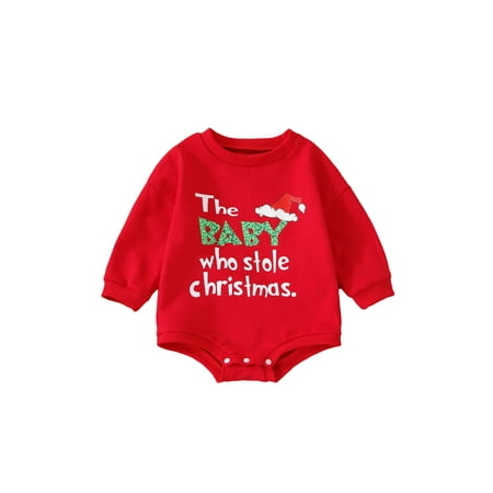 

Douhoow Unisex Baby Christmas Rompers Letter Print Long Sleeve Sweatshirt Jumpsuit