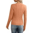thumbnail image 6 of Zedker Women'S Solid Color Casual Crewneck Long Sleeve Cable Knitted Sweaters, Comfy Breathable Ribber Cuffs Pullover Fall Tops,Orange,L, 6 of 7