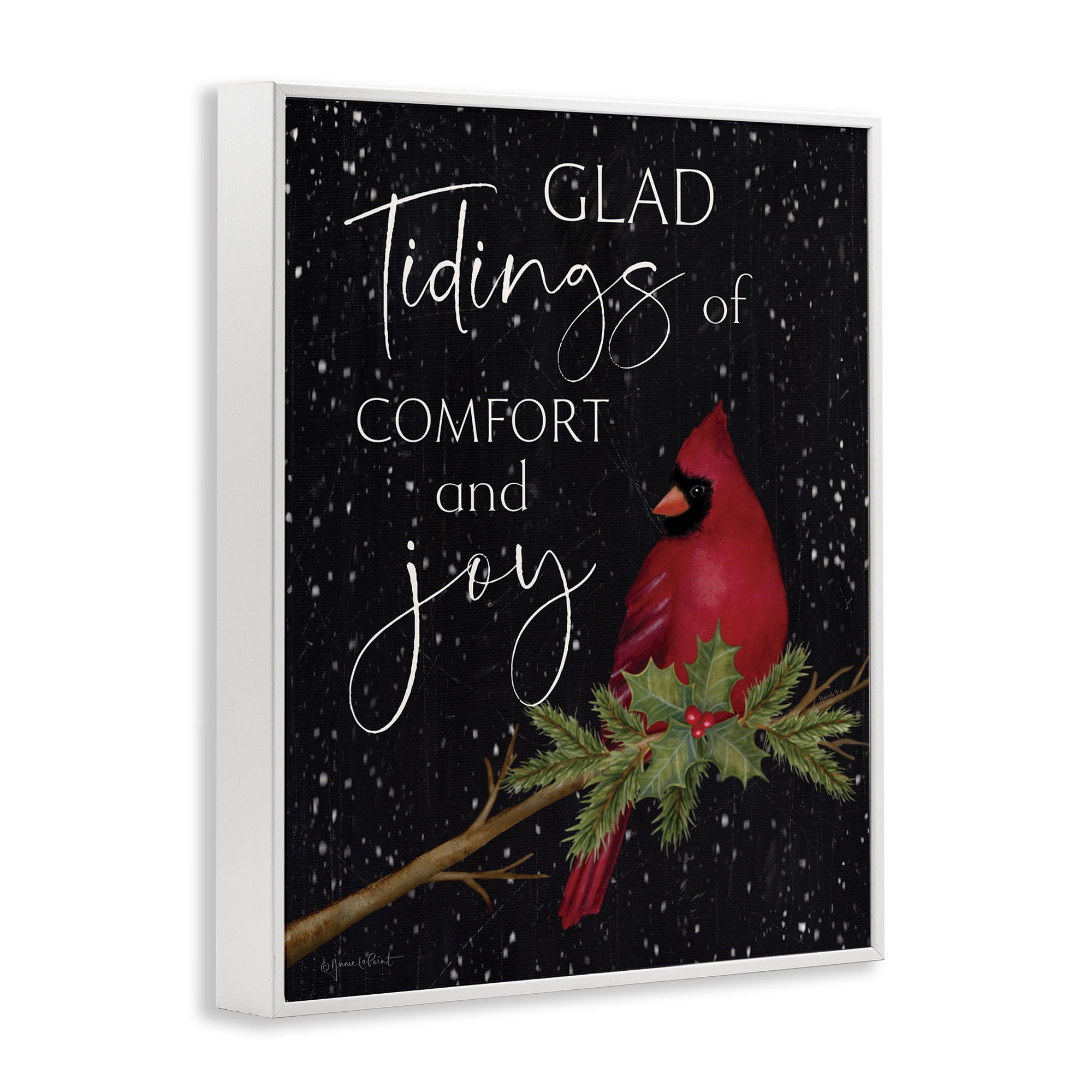 Stupell Industries Comfort & Joy Cardinal Holiday Painting White Framed Art Prints Wall Art, 24 x 30