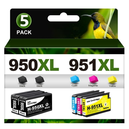High-Yield 950XL 951XL Ink Cartridges Combo Pack Compatible Ink Cartridge Replacement for HP 950 951 XL Compatible with OfficeJet PRO 8600 8610 8620 8100 Printer (2 Black/ 1 Yellow/ 1 Magenta/ 1 Cyan)