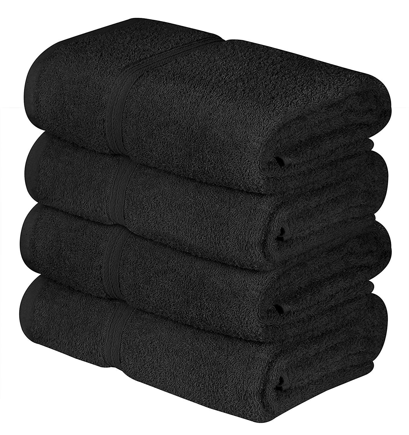 Beauty Threadz 100 Cotton Performance 4 Pack Bath Towels (Black, 27" x