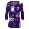 thumbnail image 5 of Women Halloween 3/4 Sleeve Tops Funny Halloween Graphic Tee Fall Winter Loose Fit Tops, 5 of 6