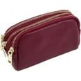 thumbnail image 1 of LAICAIW Mini Coin Purse Three Zipper Faux Leather Small Wallet Change Pouch Square Card Holder Purse,Rose Purple, 1 of 6