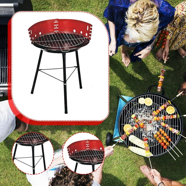 Parrilla de carbón para barbacoa, multifuncional, portátil, pequeña, resistente, para exteriores, redonda, para fiestas, patios, playas, balcones y