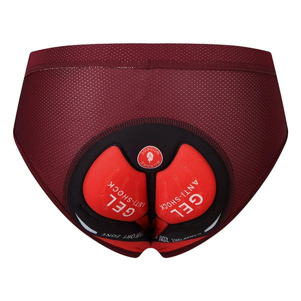 Ropa interior de ciclismo para hombre, pantalones cortos acolchados de ciclismo, calzoncillos interiores absorbentes con acolchado 3D. Hombre Rojo Profundo M