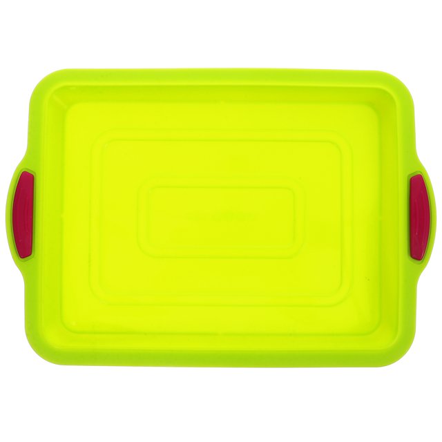 Plaque de Cuisson Plateau en Silicone Portable pour Gâteau Biscuits Pain avec Poignée (Vert)