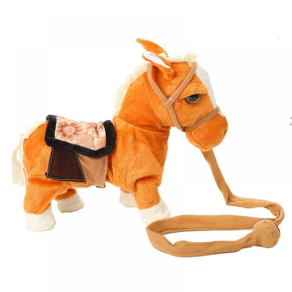 Walking Pony Toy Musical Singing Dancing Plush Interactive Pony Walk Along Toy Horse with Leash Pony Robot Plush Stuffed Animal Toy for Boys & Girls Kids or Toddlers