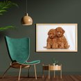 thumbnail image 2 of Poodle Wall Art with Frame, Puppies Cozily Posing on a Plain Background Animal Lover, Printed Fabric Poster for Bathroom Living Room, 35" x 23", Pale Caramel Sand Brown, by Ambesonne, 2 of 2