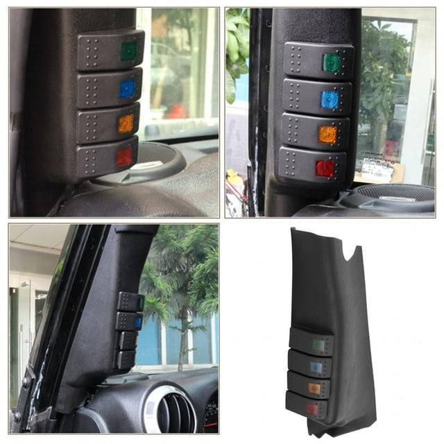 Aramox A-Pilier Panneau de Commande de Distribution d'Énergie de Panneau de Commutateurs Combiné avec 4 LED Compatible avec 2007-2017