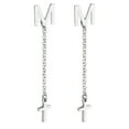 thumbnail image 4 of Personalized Planet Women's Initial Earring with Cross Dangle Button Drop Earrings, 4 of 5