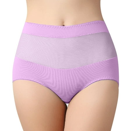 BYHONG Women s New Comfortable and Sexy Cotton Hollow High Waist Translucent Lace Large Underwear Panties for Women Pink L
