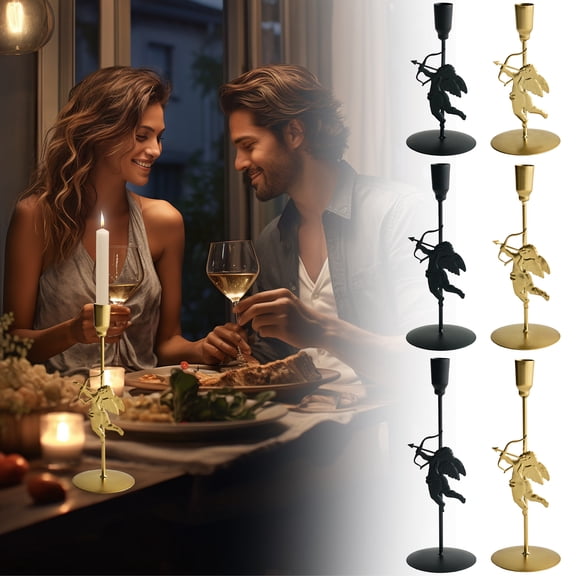 Metal Bow Taper Candle Holder, Gold, 8", To Celebrate Valentine's Day