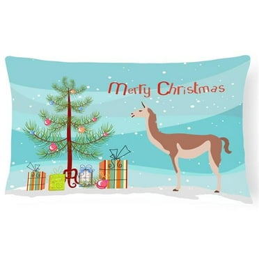 Carolines Treasures BB9288PW1216 Guanaco Christmas Canvas Fabric Decorative Pillow, Teal, 12H x16W, multicolor