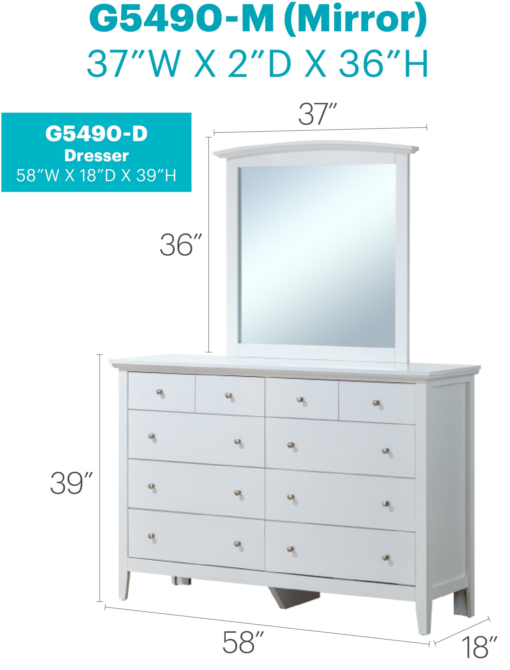 Glory Furniture Marilla G1570-D Dresser , White