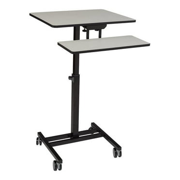 Pemberly Row Modern Powder-Coated Metal Sit and Stand Student's Desk in Gray