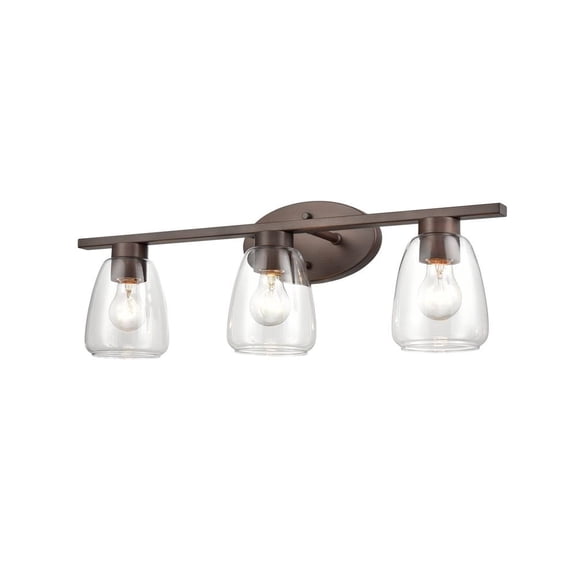 Millennium Lighting  Metal 3 Light Bathroom Vanity Fixture in Multiple Finishes with Clear Glass Shades Rubbed Bronze Bronze Oil Rubbed