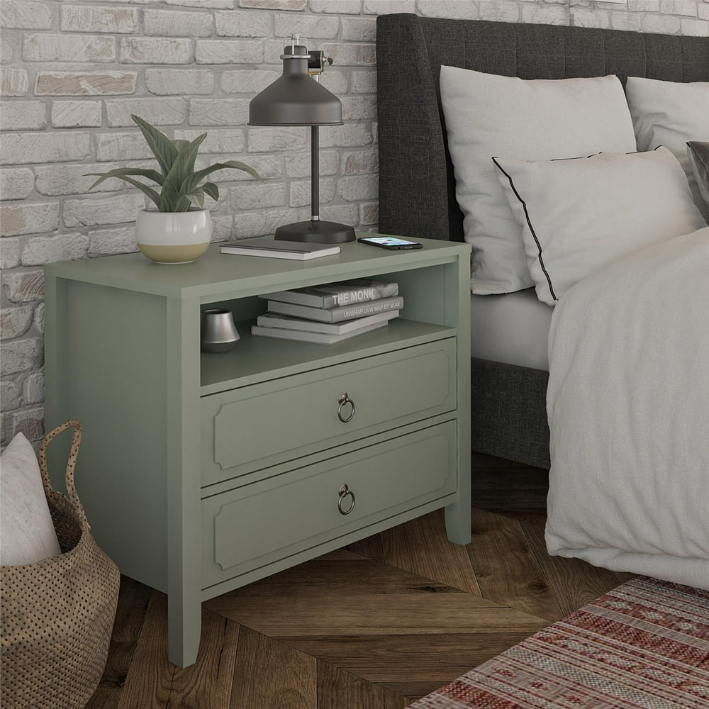 Novogratz Her Majesty 2 Drawer Nightstand, Green