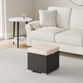 thumbnail image 2 of JJUN Set of 2 Wicker Ottomans, Multipurpose Outdoor Furniture for Patio, Backyard, Additional Seating, Footrest, Side Table w/Storage, Removable Cushions - Brown/Beige, 2 of 16