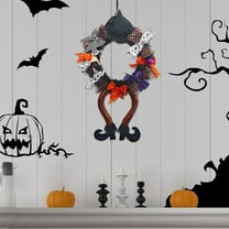 CASAFUN 25inch Halloween Wreaths with Witch Hat Leg Pumpkin Door Wreath for Front Door,Porch,Window,Indoor and Outdoor Decor Halloween Home Party Decorations
