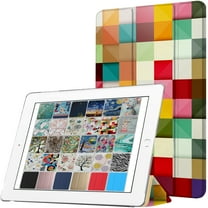 DuraSafe Cases For iPad PRO 12.9 - 2 Gen Slimline Series Lightweight Protective Cover with Dual Angle Stand & Clear PC Back Shell - Color Grid
