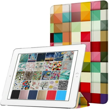 DuraSafe Cases For iPad PRO 12.9 - 2 Gen Slimline Series Lightweight Protective Cover with Dual Angle Stand & Clear PC Back Shell - Color Grid
