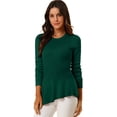 thumbnail image 1 of INSPIRE CHIC Women's Long Sleeve Ribbed Knit Ruffle Hem Peplum Top, 1 of 6