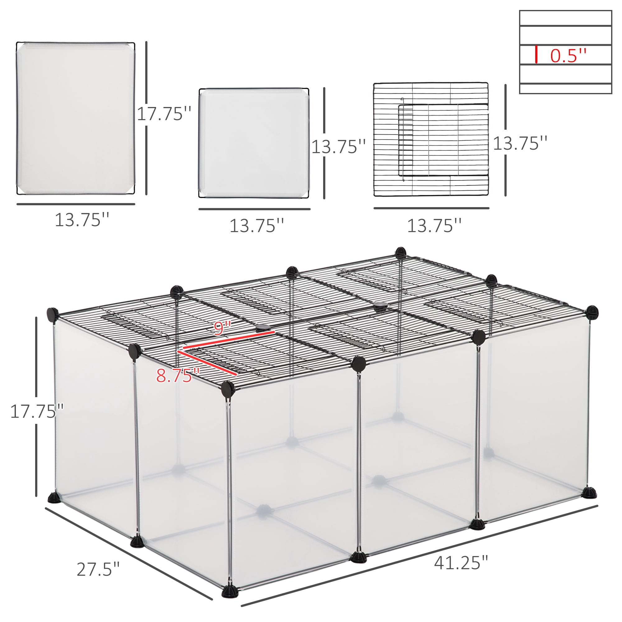 PawHut Pet Playpen Small Animal Cage 22 Panels for Rabbit, Guinea Pig