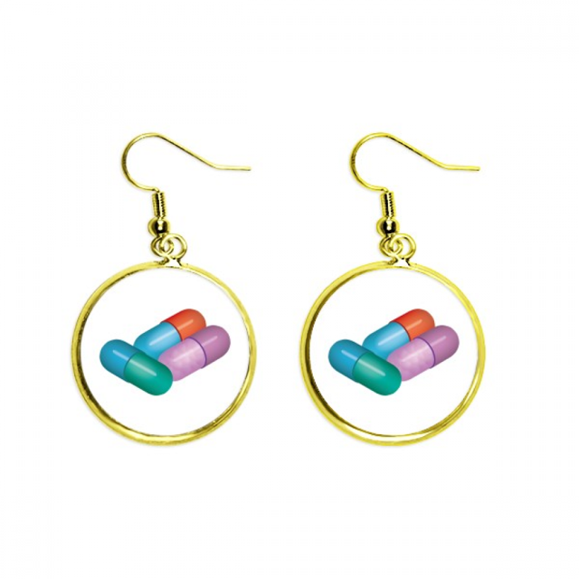 Capsula, pastilla productos de cuidado de la salud patrón Ear Dangle Golden Drop Earring Jewelry Mujer Unbranded M
