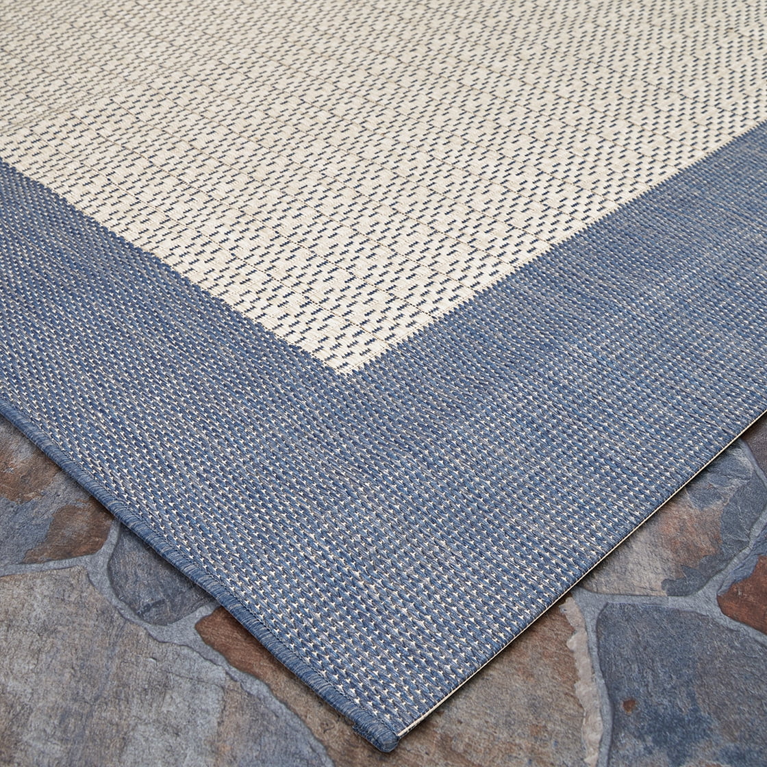 Couristan Recife Checkered Field 5'3" x 7'6" Champagne-Blue Outdoor Rug