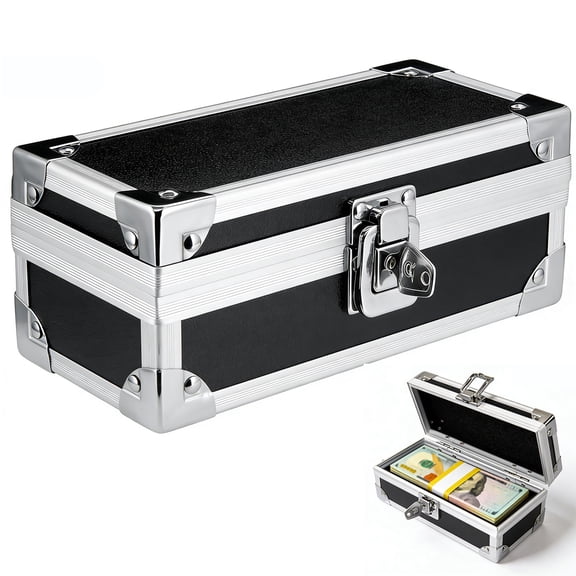 Travel Safe Lock Box, EEEkit Aluminium Alloy Potable Safe Cash Box with Key Lock for Cash Safe Jewelry Storage