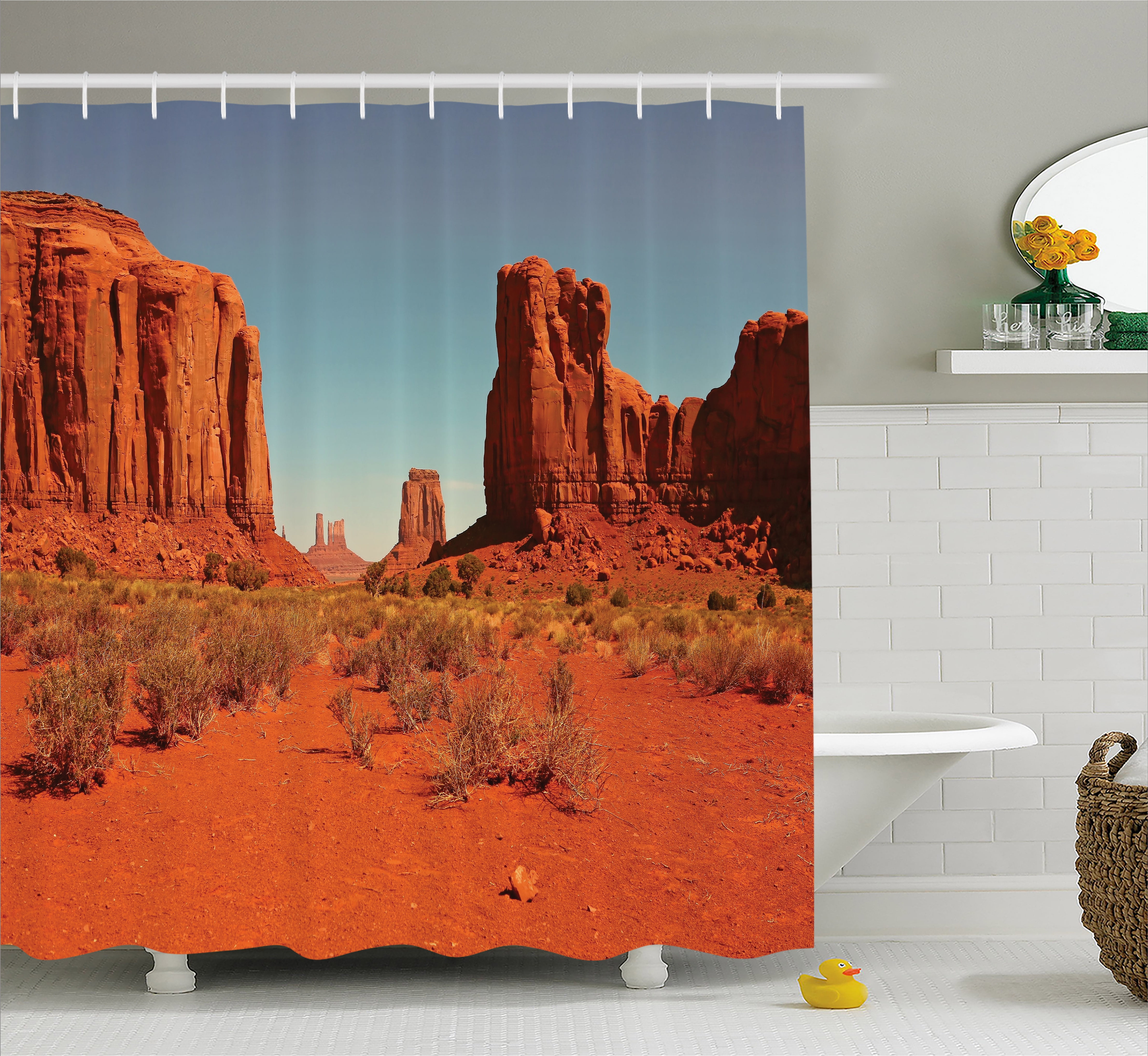 Desert Shower Curtain, Sunny Hot Day in Monument Valley Arid Country Navajo Nation Arizona USA