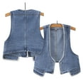 thumbnail image 4 of LYMAYTER Womens Denim Jacket Spring Sleeveless Jeans Waistcoat Female Versatile Vest Tops S-3XL, 4 of 8