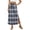 Blue, variant on Plaid Print Maxi Skirt for Women, Drawstring Elastic Waist Long Skirt with Pockets, Casual Side Slit A-Line Slacks, Checkered Bottoms