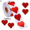 thumbnail image 2 of Cheers US 500Pcs/Roll Valentines Glitter Red Heart Stickers - Large Heart Labels Decor, Valentine's Day Love Decorations for Wedding Anniversaries Envelopes, 2 of 2