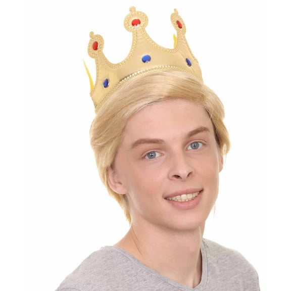 President II Mens Wig w/ Golden Jeweled Crown | Blonde Wig | Premium Breathable Capless Cap