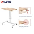 thumbnail image 5 of CLATINA Mobile Laptop Desk Pneumatic Sit to Stand Table Height Adjustable Rolling Cart with Lockable Wheels for Home Office Computer Workstation 28" x 19" Beige Round Edge Design Elegant, 5 of 9