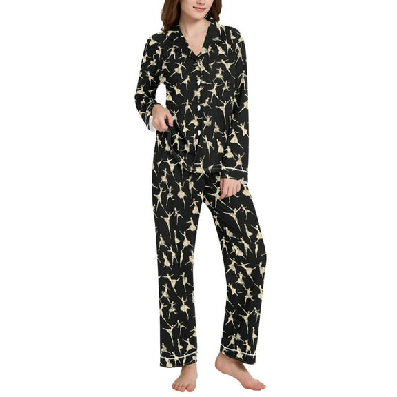 joogoo Pajamas Set for Women Ballet Dancers Long Sleeve Pjs Loungewear L