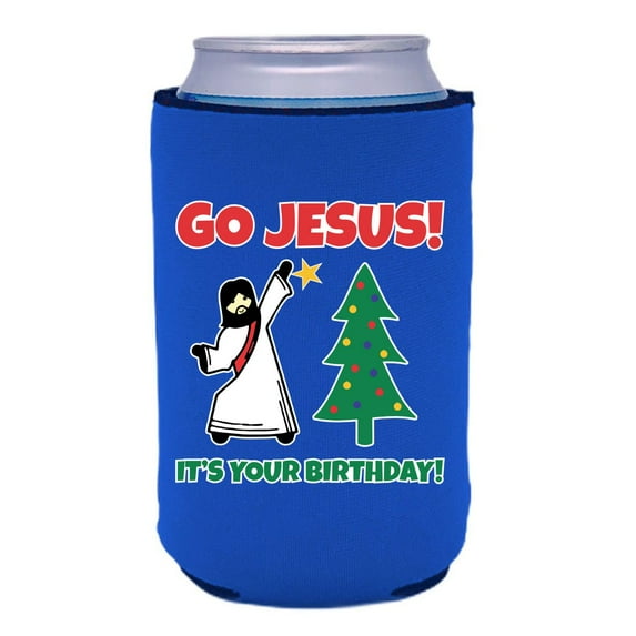 Go Jesus! It's Your Birthday! Can Coolie (Royal Blue)