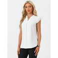 thumbnail image 2 of DARING DIVA Women's V Neck Ruffle Short Sleeve Top Blouse M White, 2 of 6