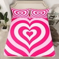 thumbnail image 2 of Manfei Romantic Love Heart Queen Sheet Sets, Pink Stripes Abstract Flat Sheet, Kawaii Cute Cartoon Queen Fitted Sheet, Microfiber Bedroom Decor, 4pcs, 2 of 7