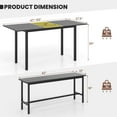 thumbnail image 2 of Costway 3 Piece Dining Table Set for 4-6  63"Kitchen Table with 2 Benches Metal Frame Black, 2 of 10
