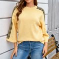 thumbnail image 5 of PBFRDSJ Womens 3/4 Sleeve Striped Sweater Knit Stretch Fall Tops 2026 Casual Crewneck Fall Winter Color Block Trendy Sweaters Sizes S-XL, 5 of 8