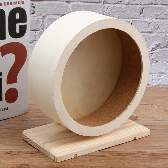 SEWCHICS Wooden Non-Run Exercise Wheel for Small Pets, Comfortable Beige Design for Hamsters, Gerbils, and Rodents