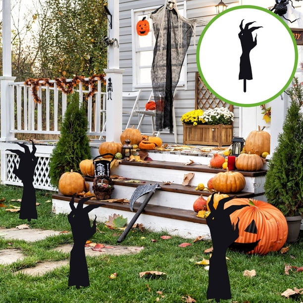 pstuiky Estaca de mano espeluznante de acrílico para decoración de Halloween al aire libre estaca de mano de esqueleto de cementerio decoración de patio estaca de miedo