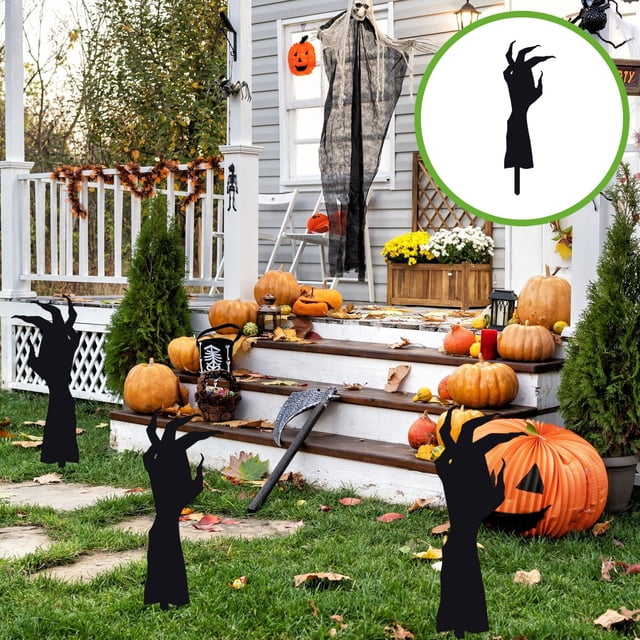 EGNMCR Halloween Decorations, Halloween Ornaments, Halloween Gifts Acrylic Halloween Decor Outdoor Spooky Hand Stake Graveyard Skeleton Hand Prop Yard Scare Decoration Stake Acrylic ground plug