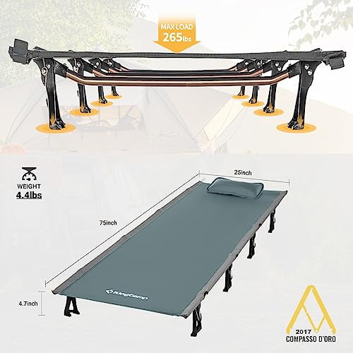 KingCamp Camping Cot Folding Portable Heavy Duty Ultralight Cots